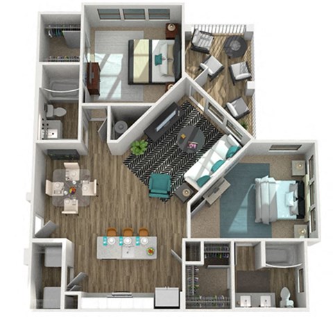 a bedroom with a bed and a chair in a room